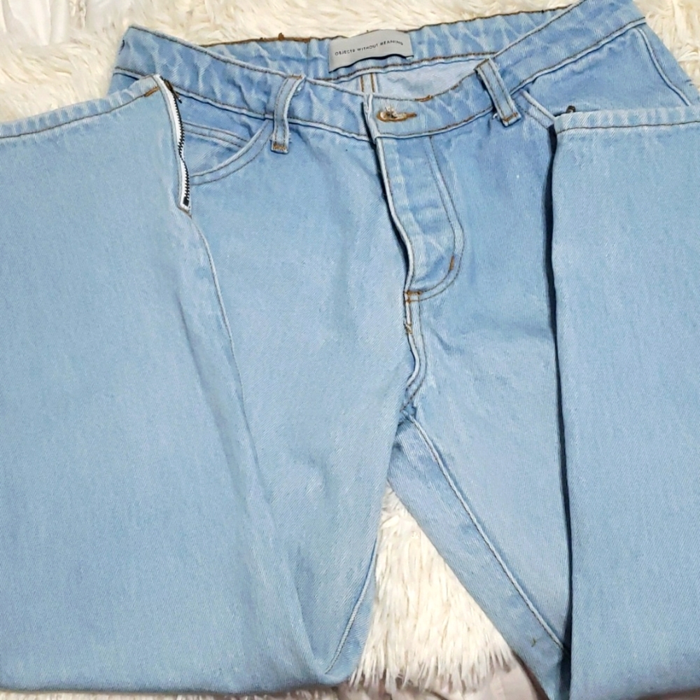OBJECTS WITHOUT MEANING O-M Boy Boyfriend Boy Zip Cropped Jeans Size 29